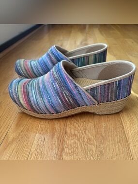 Dansko Jute Pro Clog Rainbow Artisan Weave Strip